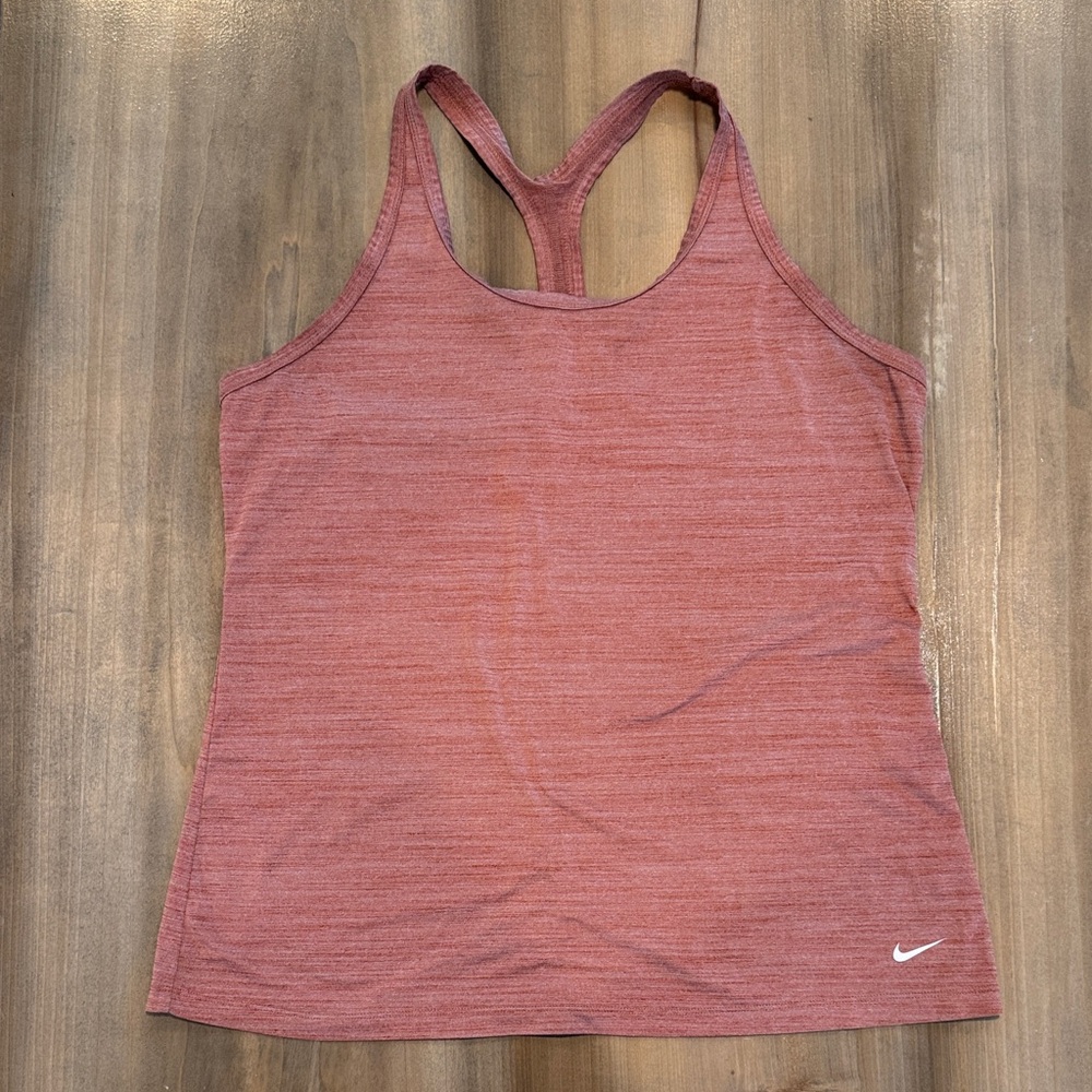 Nike Women’s Heathered Pink Racerback Tank Top Dri-FIT Athletic Workout - Picture 1 of 4